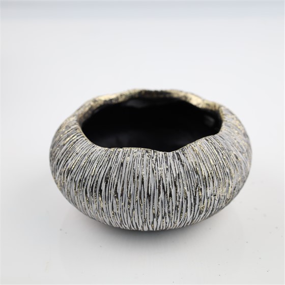 Cement posuda d15,5xh7cm bijela/zlatna