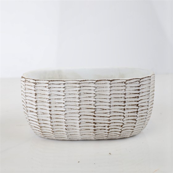 Cement posuda oval 23x13xh11cm bijela