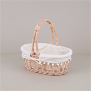 Košara oval 36x25/h14cm white wash s bijelom tekstilnom podstavom