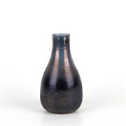 Staklo vaza boca h21cm d11,5cm siva/t.plava