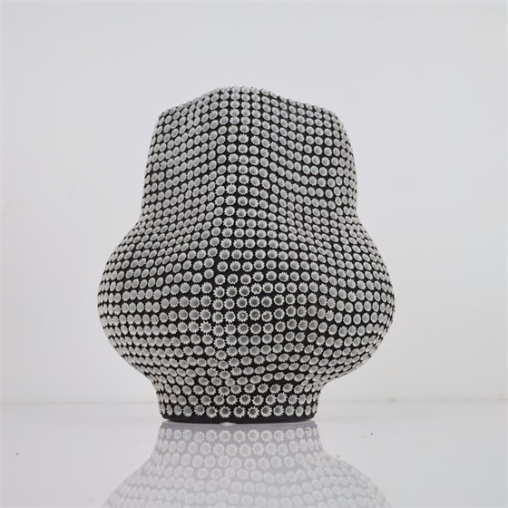 Vaza keramička h32,5cm d29,5cm rupice crna/bijela