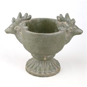 Cement posuda s jelenjim glavama h21,5cm 29x17,5cm siva