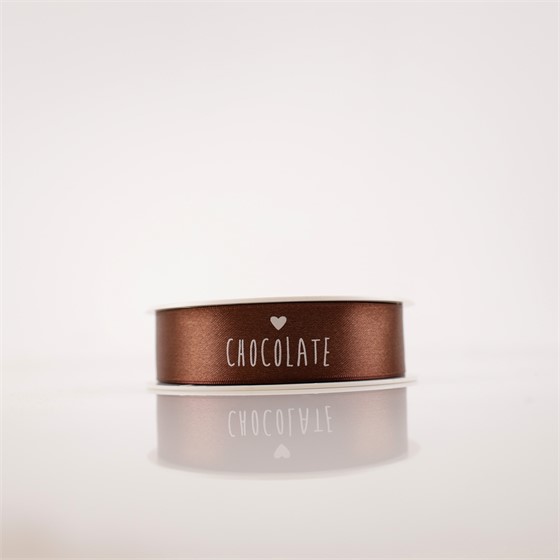 Traka saten Choco Love 25mm/25m smeđa