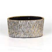 Cement posuda oval 19,5x10xh9,5cm bijela/zlatna