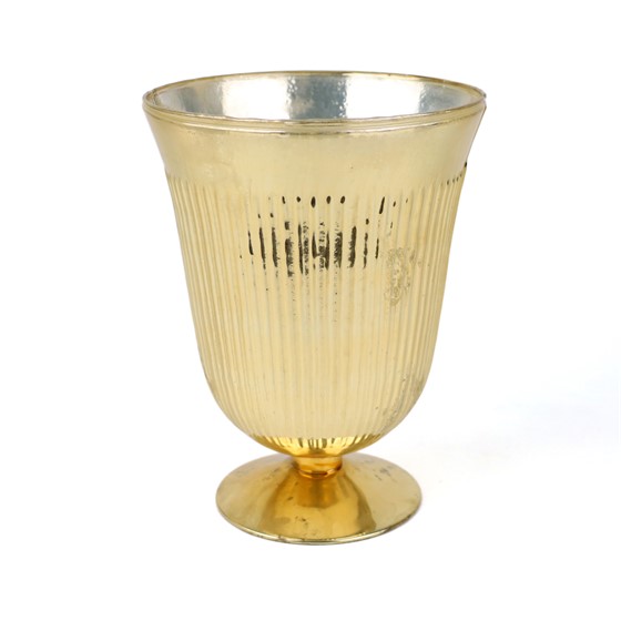 Staklo vaza na nogu h22cm d17cm zlatna