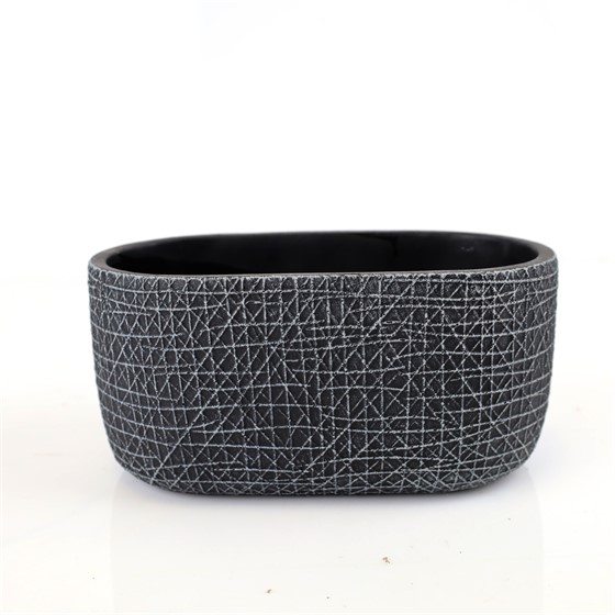 Cement posuda oval 22x12xh11cm crna
