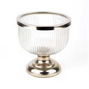 Staklo zdjela na nogu s metalnim detaljima h19,5cm d18cm transparent/srebrna