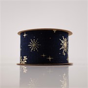 Traka Tiha noć pahulje 63mm/10m t.plava/zlatna 07