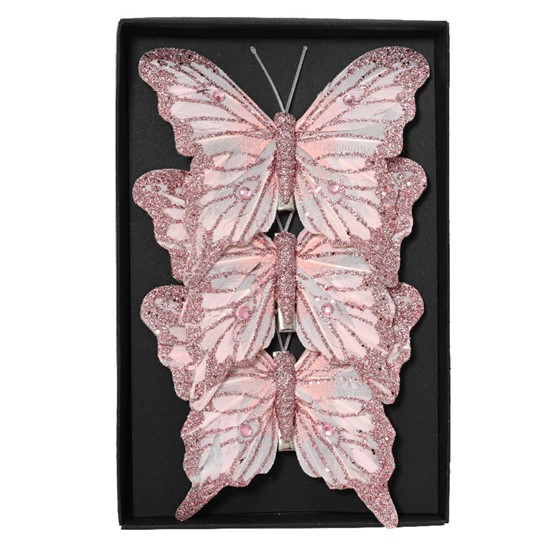 Leptiri 12xh9,7cm x3kom blush roza