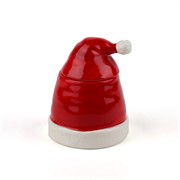 Keramička posuda s poklopcem kapa djeda božićnjaka h15cm d12cm crvena/bijela