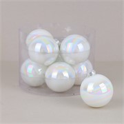 Staklene kuglice 8cm/8kom - bijela iris