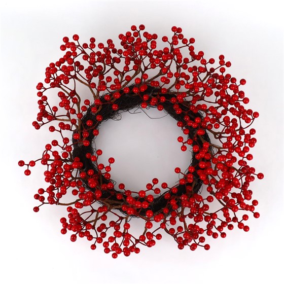 Vijenac crvene bobice 40cm premium