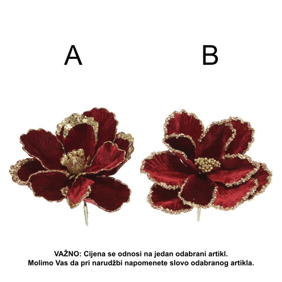 Cvijet na štipaljci d23cm 2ass burgundy/zlatna