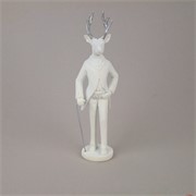 Jelen polirezin flokiran h32,5cm 10x8,5cm bijela/srebrna