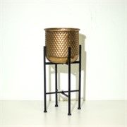 Metalna posuda na stalku 24x24cm h52cm zlatna/crna