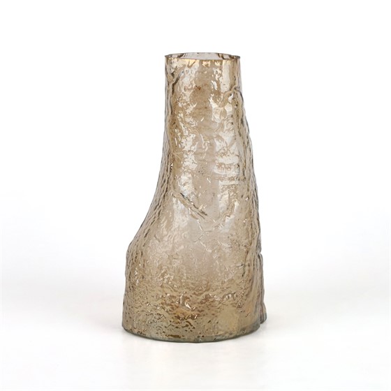 Staklo vaza diagonal 15,5x14xh27,5cm sjaj sv.smeđa