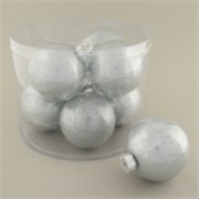 Staklene kuglice 8cm/8kom - silver/gliter iznutra