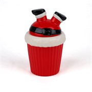 Keramička posuda s poklopcem djed božićnjak h21cm d13cm crvena