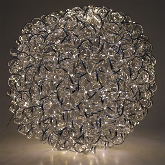 LED lampice viseća kugla d50cm 300LED 8funkcija IP44 srebrna