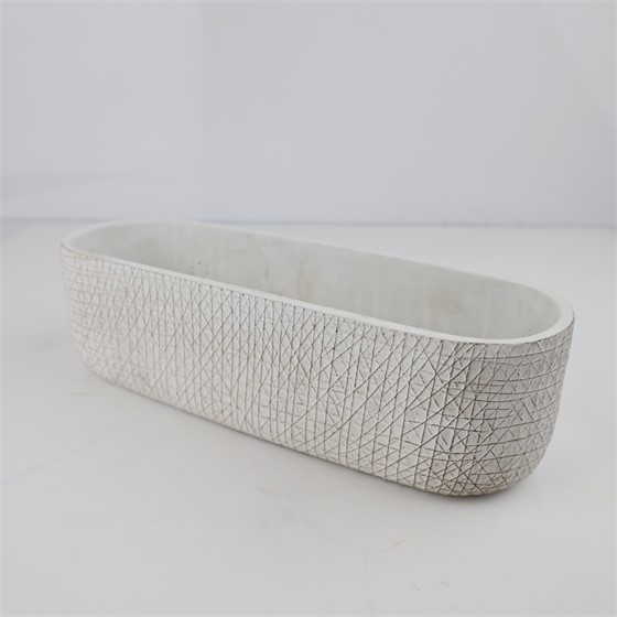Cement posuda oval 38x13xh11cm bijela