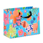 Vrećica 23x10cm h18cm rođendan psić i cvjetić neon mix boja