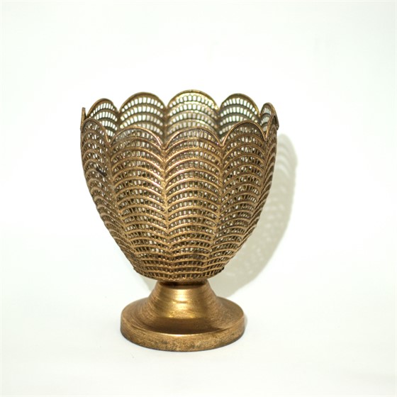 Metalna posuda na nogu 21x21cm h24cm zlatna