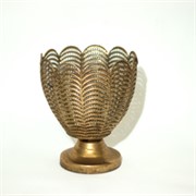 Metalna posuda na nogu 21x21cm h24cm zlatna