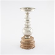 Svijećnjak alu/drvo h29d12cm srebrna/natur