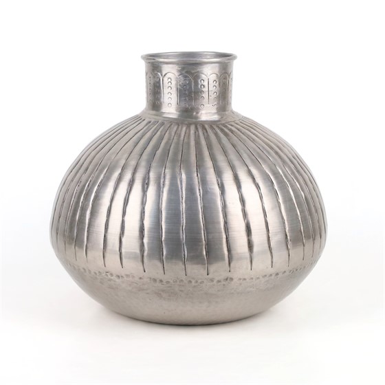 Vaza metalna tikvica h31cm d34cm antik srebrna