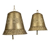Zvono metalno s pahuljicama 25xh25cm/20xh21cm x2kom zlatna