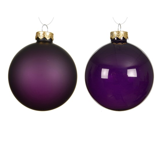 Staklene kuglice 8cm x4kom ljubičasta transparent S/M