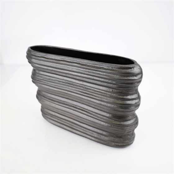 Vaza metalna 32x8xh24cm antik olovno siva
