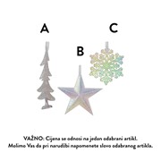 Ukras za bor pahuljica/jela/zvijezda 10,5xh10,5cm 3ass iridescent