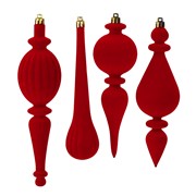 Ukras za bor plastični h18-22cm x4kom flok- crvena