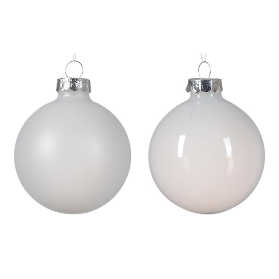Staklene kuglice 6cm x6kom winter white transparent S/M