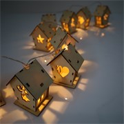 LED lampice girlanda kućice 10L 8x6xh10cm 147cm 2AA