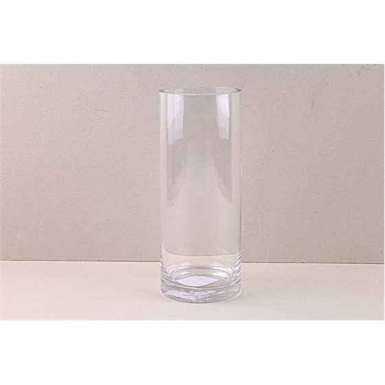 Staklo vaza cilindar h25d10cm šlif