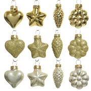 Staklene kuglice mix 2x4cm x12kom zlatna/pearl