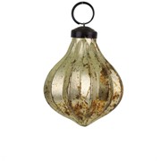 Staklena kuglica kapljica 7x8,5cm old gold