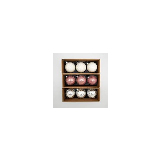 Staklene kuglice 8cm 3kom white sugar net