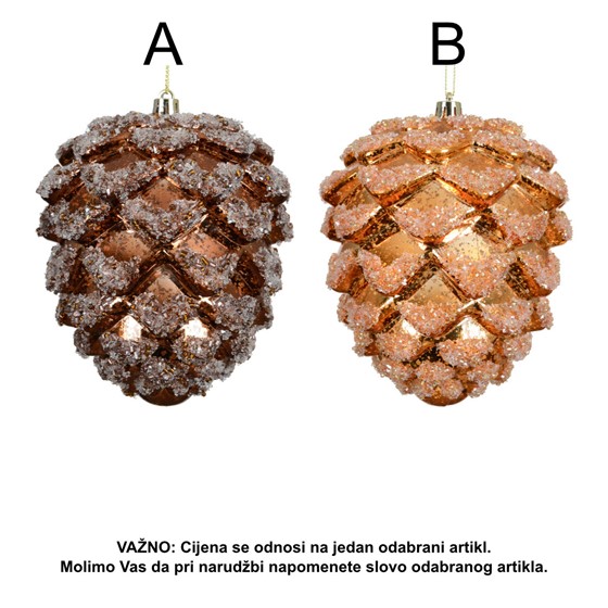 Ukras za bor šišarka frost h14cm d12cm 2ass smeđa/narančasta