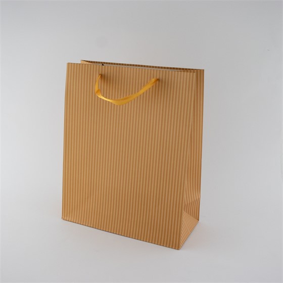 Vrećica 26x12cm h32cm deblji papir pruge, narančasta