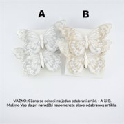 Leptir na štipaljci 0,5x18cm h12cm x2kom glitter/bijela 2ass