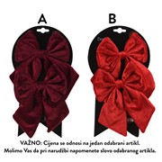 Mašna velvet poly x2kom 14x0,5xh17cm 2ass bordo/crvena