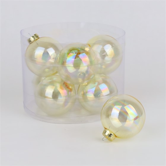 Staklene kuglice 8cm/8kom - zlatna transp.iris