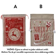 Vreća poliester božićna 50x0,5xh70cm 2ass natur/crvena