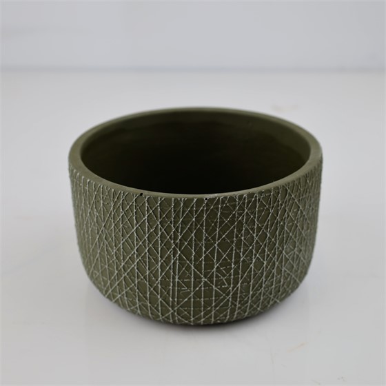 Cement posuda okrugla 17xh10cm maslinasta