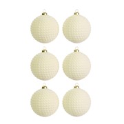 Plastične kuglice  8cm/6kom flok s uzorkom- bijela