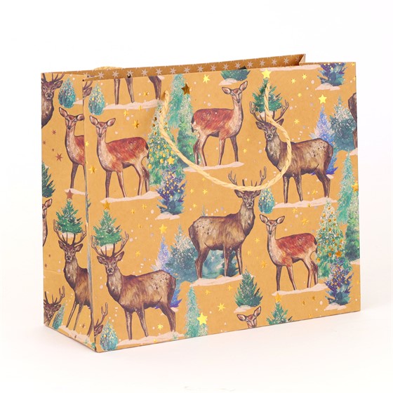 Vrećica 31x12cm h26 božićna jeleni natur/mix boja