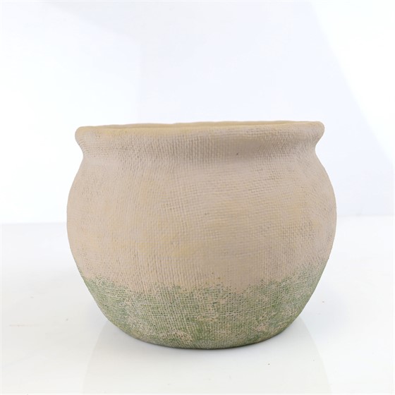 Cement posuda ćup 24xh18,5cm siva/zelena
